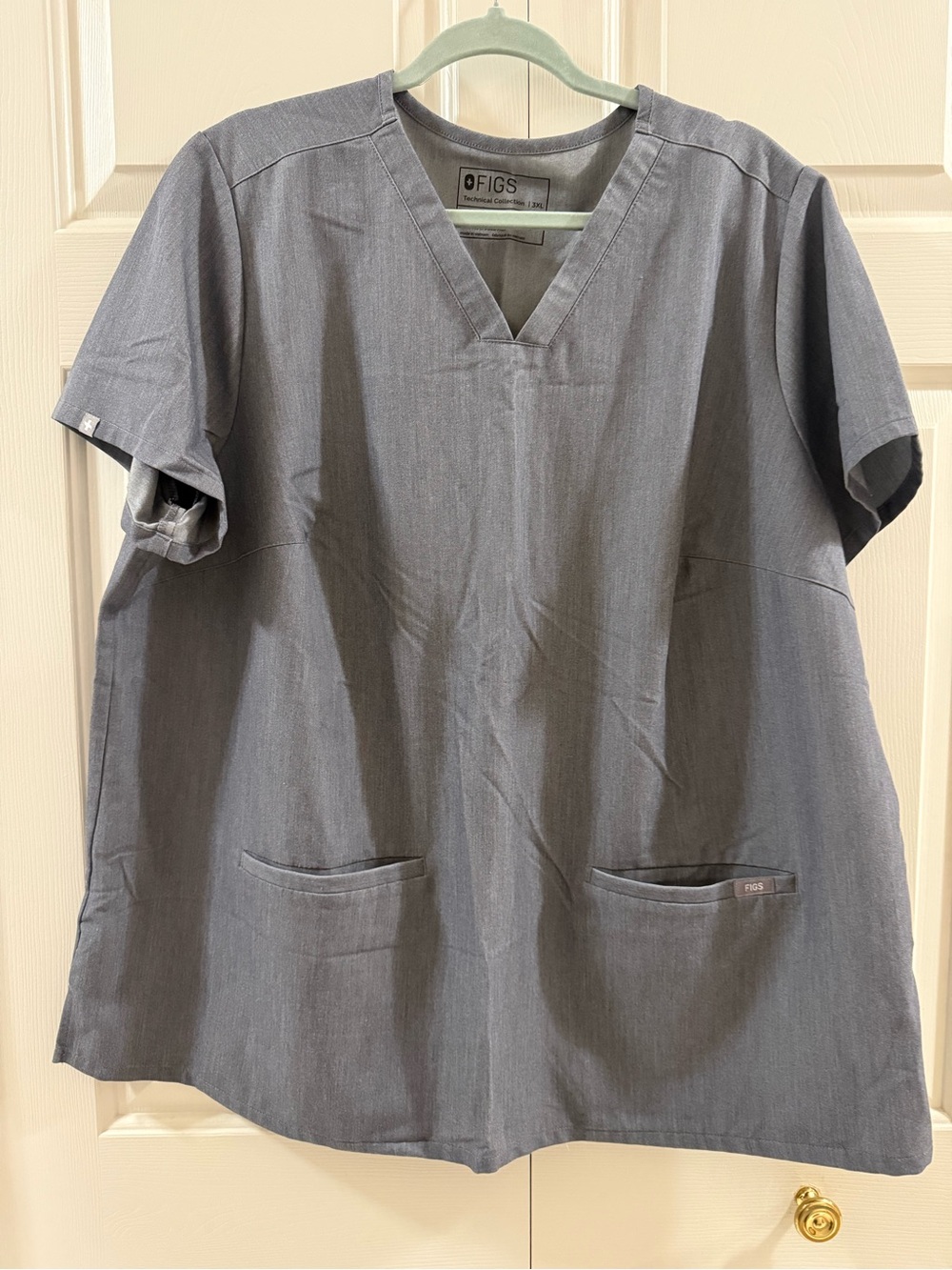 FIGS Casma Scrub Top 3XL Gray Technical Collection V-Neck 2 Pocket Stretch
